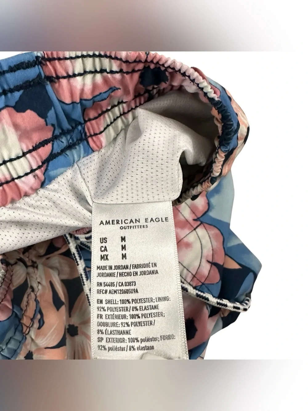 American Eagle Men’s M Swim Trunks Floral Blue Pink Tropical Board Shorts